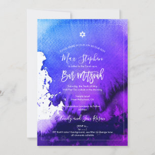 Invitation PixDezines Bar Mitzvah Aquarelle électrique viole