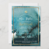 Invitation PixDezines Bar Mitzvah |Aquarelle verte Turquoise (Dos)
