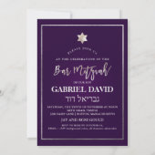 Invitation PixDezines Bar Mitzvah Argent/Plum (Dos)