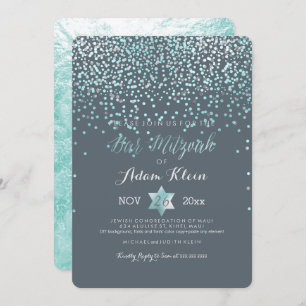 Invitation PixDezines Bar Mitzvah/Blue Confetti