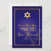 Invitation PixDezines Bar Mitzvah élégant/bleu foncé/or (Dos)