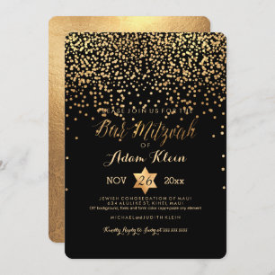 Invitation PixDezines Bar Mitzvah/Faux Gold Confetti