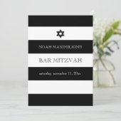 Invitation PixDezines bar mitzvah noir/blanc/rayures (Debout devant)