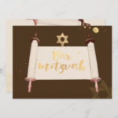 Invitation PixDezines barre de défilement torah vintage mitzv (Devant / Derrière)