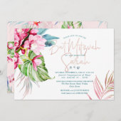 Invitation PixDezines, Bat mitzvah d'aquarelle (Devant / Derrière)