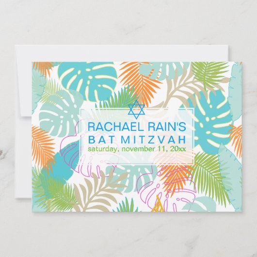 Invitation PixDezines bat mitzvah de forêt tropicale/luau (Devant)