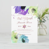 Invitation PixDezines ✡ Bat Mitzvah/Fleur Aquarelle (Debout devant)