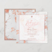 Invitation PixDezines Bat mitzvah Marbre Faux Veines rosées e (Devant / Derrière)