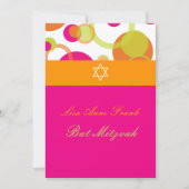 Invitation PixDezines Bat mitzvah+Mod Bubbles/orange/rose vif (Devant)