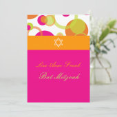 Invitation PixDezines Bat mitzvah+Mod Bubbles/orange/rose vif (Debout devant)