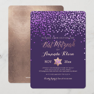 Invitation PixDezines Bat mitzvah/rose/Rose Gold/Confetti