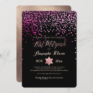 Invitation PixDezines Bat mitzvah/rose/Rose Gold/Confetti