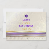 Invitation PixDezines Bat mitzvah Tallit en soie violette (Devant)