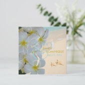 Invitation PixDezines BEACH PLUMERIA LEI+STARFISH+SWIRL (Debout devant)