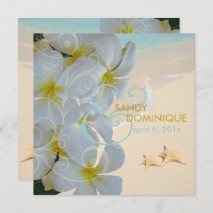 Invitation PixDezines BEACH PLUMERIA LEI+STARFISH+SWIRL