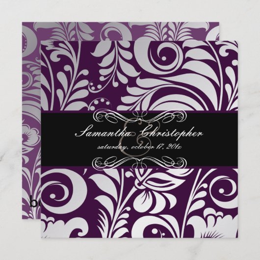 Invitation PixDezines Bellissimo Damask, Custom Color!! (Devant / Derrière)