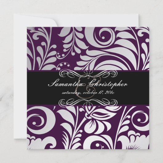 Invitation PixDezines Bellissimo Damask, Custom Color!! (Devant)