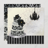 Invitation PixDezines BLACK+WHITE MARIAGE CAKE FÊTE DE L'MARI (Devant / Derrière)