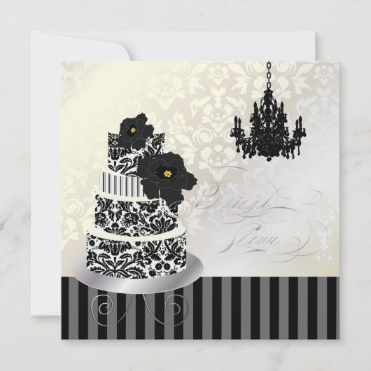 Invitation PixDezines BLACK+WHITE MARIAGE CAKE FÊTE DE L'MARI (Devant)