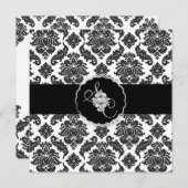 Invitation PixDezines Black+White Venezia Damask (Devant / Derrière)