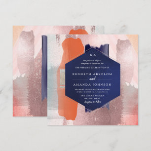 Invitation PixDezines Bloc de couleur d'art moderne Rose Cora