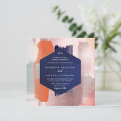 Invitation PixDezines Bloc de couleur d'art moderne Rose Cora (Debout devant)