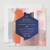 Invitation PixDezines Bloc de couleur d'art moderne Rose Cora (Devant)