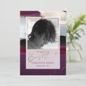 Invitation PixDezines Bloc de couleur Faux Bar-Mitzvah Argent (Debout devant)