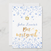 Invitation PixDezines Blue Confetti Bat mitzvah (Devant)