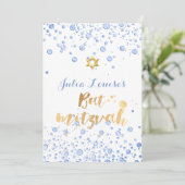 Invitation PixDezines Blue Confetti Bat mitzvah (Debout devant)