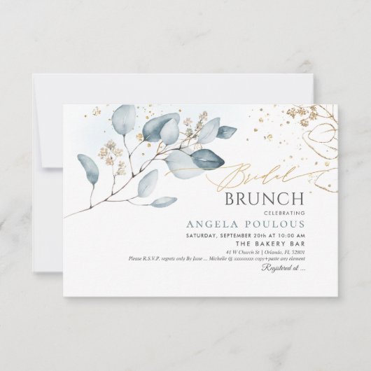 Invitation PixDezines Blue Gum Eucalyptus Bridal Brunch (Devant)