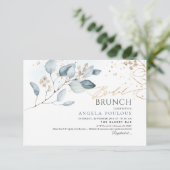 Invitation PixDezines Blue Gum Eucalyptus Bridal Brunch (Debout devant)