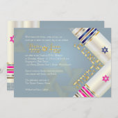 Invitation PixDezines Blue/Pink Tallits B'nai Mitzvah (Devant / Derrière)