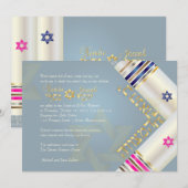 Invitation PixDezines Blue/Pink Tallits/B'nai Mitzvah (Devant / Derrière)