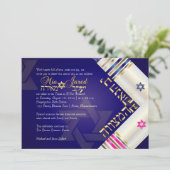 Invitation PixDezines Blue/Pink Tallits B'nai Mitzvah (Debout devant)