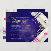 Invitation PixDezines Blue/Pink Tallits B'nai Mitzvah (Devant / Derrière)