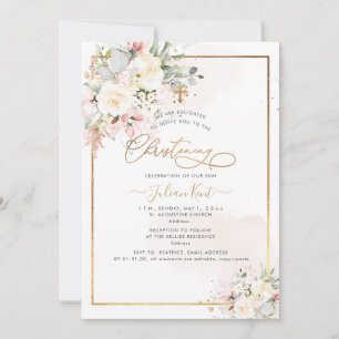 Invitation PixDezines Blush Alabaster Rose Christening