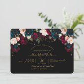 Invitation PixDezines Blush Bourgogne Turquoise Fête des mari (Debout devant)