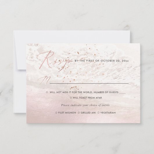 Invitation PixDezines Blush Coastal, Plage RSVP w Repas (Devant)