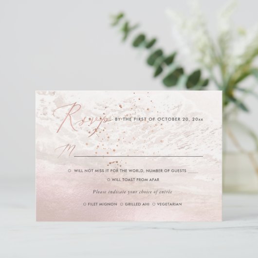 Invitation PixDezines Blush Coastal, Plage RSVP w Repas (Debout devant)