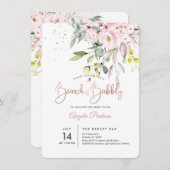 Invitation PixDezines Blush Gum Eucalyptus Brunch+Bubbly (Devant / Derrière)