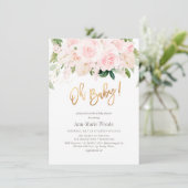 Invitation PixDezines Blush Rose Anthuriums Baby shower (Debout devant)
