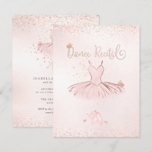 Invitation PixDezines Blush Tutu et Papillons Récital de Dans