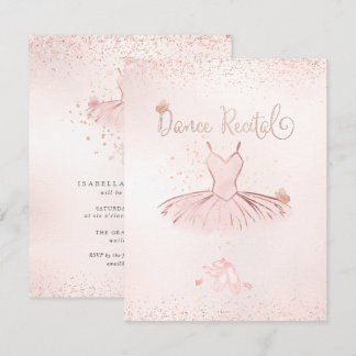 Invitation PixDezines Blush Tutu et Papillons Récital de Dans
