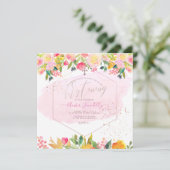Invitation PixDezines Blush Watercolor Flowers Christening (Debout devant)