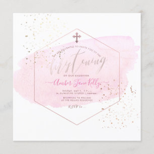 Invitation PixDezines Blush Watercolor+Honeypeb Christening