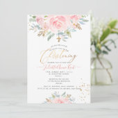 Invitation PixDezines Blush Watercolor Rose Christening (Debout devant)