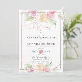 Invitation PixDezines Blushing Romance, Fleurs Aquarelle (Debout devant)