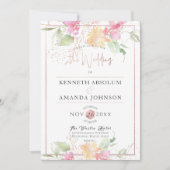 Invitation PixDezines Blushing Romance, Fleurs Aquarelles (Devant)