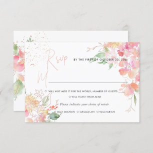 Invitation PixDezines Blushing Romance Floral RSVP w Repas